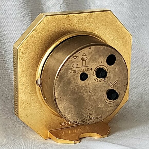 Gruen Quartz Octagon Alarm Clock 1980 3x3 Tortoise Shell West Germany Vintage - Picture 6 of 8